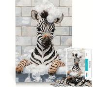 Puzzle Zebra nella vasca da bagno con 1000 pezzi,gioco di abilità mentale,taglio laser di alta qualità,esercizio mentale per momenti di relax a casa (50x75cm)