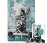 Puzzle "Zebra nella vasca da bagno" per adulti,1000 pezzi,gioco stimolante per la mente,pezzi precisi e facili da incastrare,attività rilassante di gruppo al chiuso (50x75cm)