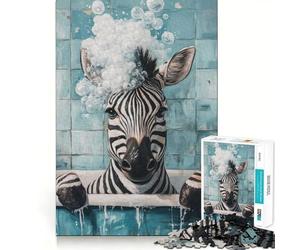 Puzzle "Zebra nella vasca da bagno" per adulti,1000 pezzi,gioco stimolante per la mente,pezzi precisi e facili da incastrare,attività rilassante di gruppo al chiuso (50x75cm)