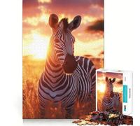 Puzzle Zebra Sunset Harmony da 1000 pezzi per adulti,divertente per allenare la mente,con componenti robusti e ben definiti,ideale per una pausa rilassante (38x52cm)