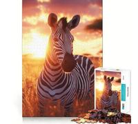 Puzzle Zebra Sunset Harmony da 1000 pezzi per adulti,gioco stimolante per la mente,superficie liscia e priva di sbavature,hobby affascinante per i momenti di svago (38x26cm)