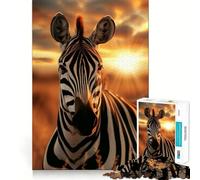 Puzzle Zebra Tramonto Animale da 1000 pezzi Gioco di Esercizio Mentale Incastro Stretto Senza Spazi Sfida Interattiva per il Cervello per Casa (38x26cm)