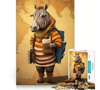 Puzzle Zebra Traveler Art da 1000 pezzi divertimento e allenamento per la mente,pezzi che si incastrano perfettamente,un hobby affascinante per i momenti di svago (38x52cm)