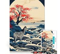 Puzzle Zebra Waves Japan Vibes da 1000 pezzi,divertente e stimolante per la mente,con pezzi che si incastrano perfettamente e con precisione Un hobby affascinante per i momenti di svago (50x75cm)