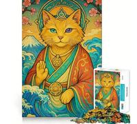 Puzzle Zen Cat Paesaggio Giapponese da 1000 pezzi Gioco di Esercizio Mentale Incastro Stretto Senza Spazi Sfida Interattiva per il Cervello a Casa (38x26cm)