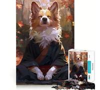 Puzzle Zen con cane Corgi in meditazione per ragazzi,1000 pezzi,gioco per stimolare la mente,pezzi senza sbavature,taglio netto,facile da imparare,divertimento per tutta la famiglia (38x26cm)