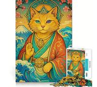 Puzzle Zen con paesaggio giapponese e gatto,1000 pezzi,gioco di logica,esercizio di taglio,abilità artigianale,momento di tranquillità,esercizio mentale a casa (38x52cm)