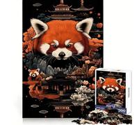 Puzzle Zen Garden con panda rosso per adulti, 1000 pezzi, stimola la memoria, gioco di gruppo, assemblaggio, sorpresa di Natale (38x26cm)