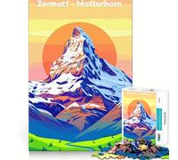 Puzzle Zermatt con paesaggio montano del Cervino,1000 pezzi,gioco di abilità,fustellatura di alta precisione,sfida divertente per il tempo libero (38x26cm)