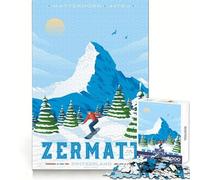 Puzzle Zermatt con stampa Svizzera per ragazzi, 1000 pezzi, allenamento mentale, relax, taglio laser, regalo memorabile (38x52cm)