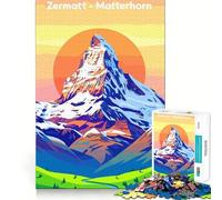 Puzzle Zermatt "Paesaggio del Cervino" da 1000 pezzi per adulti,gioco di problem solving,taglio di qualità professionale,rilassante attività di gruppo al chiuso (38x52cm)