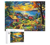 puzzle500 pezzi tramonto puzzle per adulti villaggio costiero puzzle in legno, premium puzzle intellettuale per partire da 14 anni per ragazzi ragazze