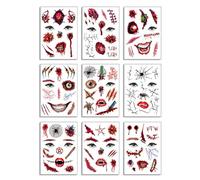 puzzlegame Ferite per adesivi di Halloween, kit per trucco di Halloween, Decalcomania per trucco temporaneo creativo, 2024 Adesivi per facce buffe di Halloween, trucco per scherzi con cicatrici