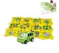 PuzzleRacer Kids Car Track Set, DIY Puzzle Tracks with Vehicles, 5/15/25PCS Puzzle Racer Kids Car Track Set, Children's Educational Puzzle Track Car Play Set (Dinosaur,25Pcs)