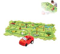 PuzzleRacer Kids Car Track Set, DIY Puzzle Tracks with Vehicles, 5/15/25PCS Puzzle Racer Kids Car Track Set, Children's Educational Puzzle Track Car Play Set (Land,15Pcs)