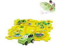 PuzzleRacer Kids Car Track Set, DIY Puzzle Tracks with Vehicles, 5/15/25PCS Puzzle Racer Kids Car Track Set, Children's Educational Puzzle Track Car Play Set (Dinosaur,5Pcs)