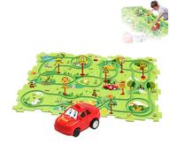 PuzzleRacer Kids Car Track Set, DIY Puzzle Tracks with Vehicles, 5/15/25PCS Puzzle Racer Kids Car Track Set, Children's Educational Puzzle Track Car Play Set (Land,25Pcs)