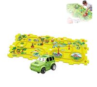 PuzzleRacer Kids Car Track Set, DIY Puzzle Tracks with Vehicles, 5/15/25PCS Puzzle Racer Kids Car Track Set, Children's Educational Puzzle Track Car Play Set (Dinosaur,15Pcs)
