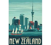 Puzzles 1000 Pezzi,New Zealand Scenery Vintage Travel Art Posters，Per Giocattoli Per La Sfida Della Famiglia,Gioco Di Decompressione Di Aldult Fw349Zw