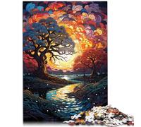 Puzzles 1000 pezzi per adulti colori del tramonto alberi fiume gioco giocattoli allenare il cervello e le mani per adolescenti dai 14 anni e oltre 50x70cm