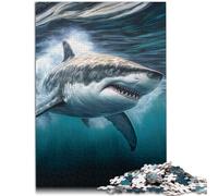 Puzzles 1000 pezzi per adulti lo squalo bianco giocattoli educativi di apprendimento regalo per compleanni per adolescenti da 14 anni e oltre 26 x 38 cm