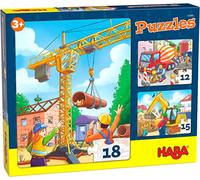 HABA 305883-Puzzles Baustellenfahrzeuge, ab 3 Jahren Gatto Puzzle, Multicolore, 305883