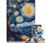 Puzzles Boy Under The Stars Puzzle per adolescenti 1000 pezzi giocattoli educativi di apprendimento Giochi per famiglie Migliora l'amore tra coppie 26x38cm