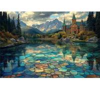 Puzzles for Adults 70 Pezzi Castello Nella Giungla Lago Puzzle Giochi 20 x 15 cm Intrattenimento Creativo Puzzle Classico Puzzle Difficile Puzzle da 70 Pezzi per Adulti