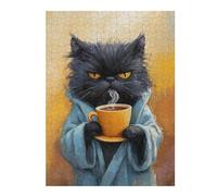 Puzzles Für Erwachsene1000pcs(52x38cm) Grumpy Cat in Robe with Coffee Cup Puzzles Für Erwachsene Denkspiel Musterzusammenbau Weihnachts- Und Geburtstagsgeschenke 1000pcs(52x38cm)