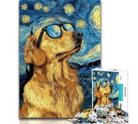 Puzzles mit Golden Retriever-Motiv zum Thema Nachthimmel für Erwachsene, helfen dem Gehirn, süchtig machendes Spielzeug zu trainieren und die Geduld der Eltern-Kind-Interaktion zu fördern, 38x26cm