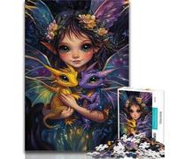Puzzles mit kleinen Mädchen und Drachen für Erwachsene, helfen dem Gehirn, süchtig machendes Spielzeug zu trainieren, um Geduld zu fördern, Eltern-Kind-Interaktion, 38x26cm