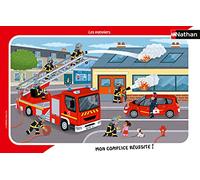 Puzzles Nathan- Puzzle Cornice 15 Pezzi-I Vigili del Fuoco Téo Jasmin Bambino, Colore Rosso (Red), 4005556861385