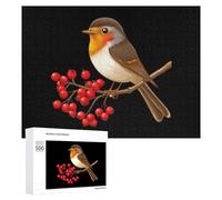 Puzzles - Puzzle con pettirosso seduto sul ramo di un albero di vischio, per adulti e famiglie, giochi per la casa, 500 pezzi