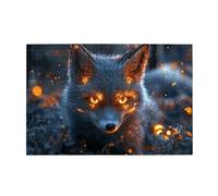 Puzzles - Puzzle da 1000 pezzi di volpe dagli occhi di fiamma, per adulti, in legno, idea regalo per adulti