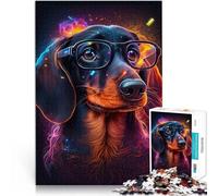 Puzzles - Set di 1000 pezzi per adulti, occhiali cosmici Chihuahua, giochi divertenti in famiglia, con poster coordinato e foglio di domande per i 14 anni e più 26 x 38 cm