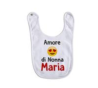 Puzzletee Bavaglino per Neonato Personalizzabile - Amore di Nonna [ PERSONALIZZA NOME ] - Nonna - Festa Nonni - Bimbo - Idea Regalo