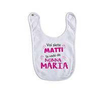 Puzzletee Bavaglino per Neonato Personalizzabile - Voi Siete Matti Io Vado da Nonna [ PERSONALIZZA NOME ] - Bimba - Bimbo - Idea Regalo