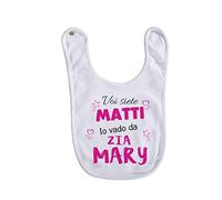 Puzzletee Bavaglino per Neonato Personalizzabile - Voi Siete Matti io Vado da Zia [ PERSONALIZZA NOME ] - Zia - Neonato - Bimbo - Idea Regalo
