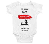 Puzzletee Body da neonato il mio Papà è un cacciatore in pratica un Papà normale ma molto piu' figo - Body Festa del Papà - Body neonato Papà mestieri TAGLIA 0-6 MESI