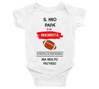 Puzzletee Body da neonato Il mio Papà è un rugbista in pratica un Papà normale ma molto più figo - Body Neonato Festa del Papà - Body neonato Papà - rugby - Body Neonato Divertenti - TAGLIA 0-6 MESI