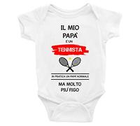Puzzletee Body da neonato Il mio Papà è un tennista in pratica un Papà normale ma molto più figo - Body Neonato Festa del Papà - Body neonato Papà - tennis - Body Neonato Divertenti - Idea Regalo