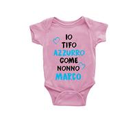 Puzzletee Body Femminuccia Personalizzabile Io Tifo Azzurro come Nonno [ Personalizza Nome ] Napoletano Calcio Nonno Neonato Tifo Idea Regalo Nonno