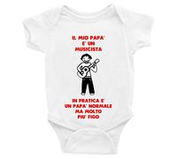 Puzzletee Body neonato Festa del Papà Il Mio Papà è un Musicista, in Pratica un Papà normale, ma molto più figo - body divertenti