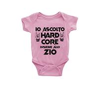Puzzletee Body Neonato Hardcore - Io ascolto Hardcore insieme allo zio - Body da Neonato simpatico - Idea Regalo Body Neonato - Body Neonato Musica - Bambino Hardcore - Idea Regalo