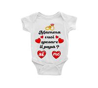 Puzzletee Body Neonato in Cotone - Proposta Matrimonio “Mamma vuoi sposare il mio Papà/Papà vuoi sposare la mia Mamma?” - Body per Uso Quotidiano