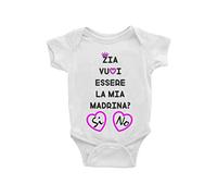 Puzzletee Body Neonato Madrina - Femminuccia Zia vuoi essere la mia Madrina? - Body Neonato Madrina - Body Neonato Battesimo - Body Neonato Madrina e Padrino