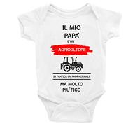 Puzzletee Body Neonato per Festa del Papà - Il Mio Papà è un Agricoltore - Cotone Morbido e Traspirante, Stampa Diretta su Tessuto - Regalo Originale e Divertente - TAGLIA 6-12 MESI