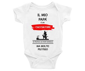 Puzzletee Body Neonato per Festa del Papà - Il Mio Papà è un Cacciatore - Cotone Morbido e Traspirante, Stampa Diretta su Tessuto - Regalo Originale e Divertente - TAGLIA 12-18 MESI