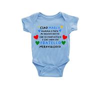 Puzzletee Body Neonato Personalizzabile - Ciao [ PERSONALIZZA NOME ] Sei Fantastico - Fratello Meraviglioso - Fratellino - Cuori - Body Neonato - Idea Regalo