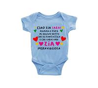 Puzzletee Body Neonato Personalizzabile - Ciao Zia [ PERSONALIZZA NOME ] Mi ha detto che sei Fantastica - Zia Meravigliosa - Zia - Neonato - Body Neonato - Idea Regalo